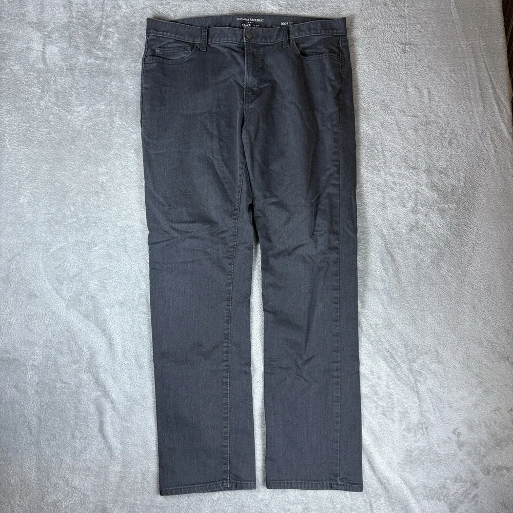 Banana Republic Travel Jean Men 36x34 (Fits 36x32)‎ Gray Slim Stretch